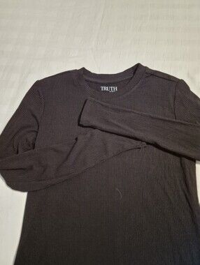 Truth Ribbed Long Sleeve Tee in Black - Size Small